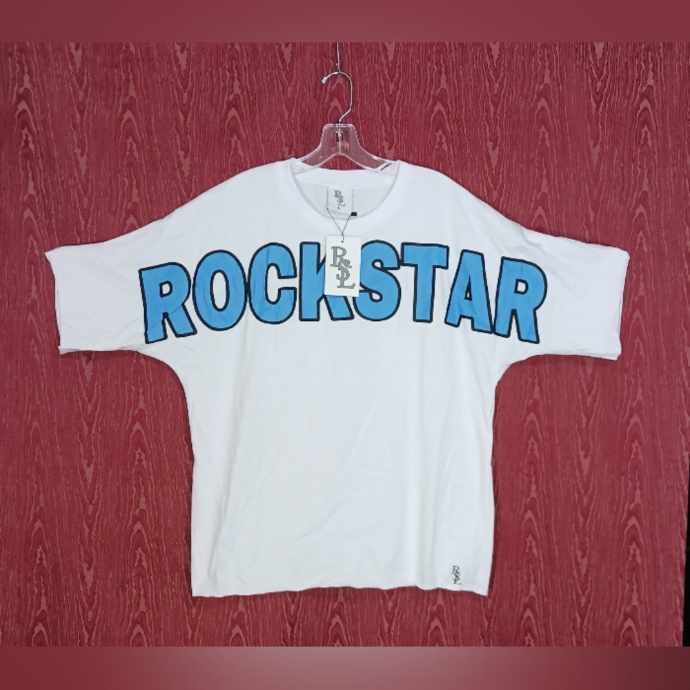 ROCKSTAR Blue/White T-Shirt Unisex Size Large